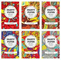 Set of Club Flyers with copy space and hand drawn pattern. vector