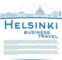 Outline Helsinki skyline and copy space. vector