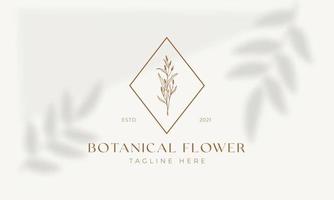 Botanical Floral element Hand Drawn Logo with Wild Flower and Leaves. Logo for spa and beauty salon, boutique, organic shop, wedding, floral designer, interior, photography, cosmetic. vector