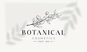 Botanical Floral element Hand Drawn Logo with Wild Flower and Leaves. Logo for spa and beauty salon, boutique, organic shop, wedding, floral designer, interior, photography, cosmetic. vector