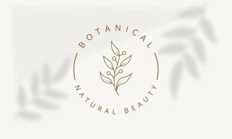 Botanical Floral element Hand Drawn Logo with Wild Flower and Leaves. Logo for spa and beauty salon, boutique, organic shop, wedding, floral designer, interior, photography, cosmetic. vector