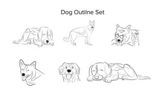 Set of dog linear logo design template Vector dog outline premium Vector illustration