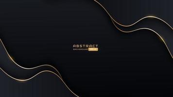 black and gold abstract background with round shape and shadow vector