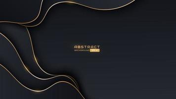 black and gold abstract background with round shape and shadow vector