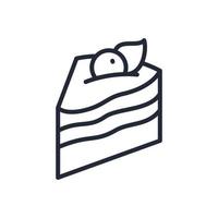 Stylish thin line icon of a piece of cake on a white background - Vector