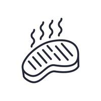 Stylish thin line icon of a piece of meat on a white background - Vector