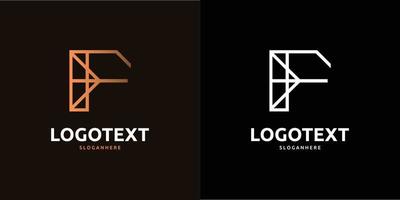 F letter golden logo abstract design on dark color background, F alphabet logo vector