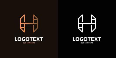 H letter golden logo abstract design on dark color background, H alphabet logo vector