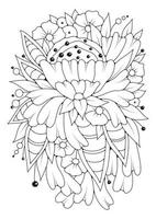 Coloring book with vintage flowers pattern. Art line. Background for coloring. vector