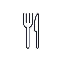 Stylish thin line icon fork and knife isolated on white background - Vector