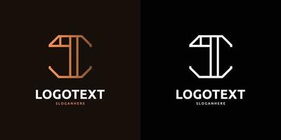 I letter golden logo abstract design on dark color background, I alphabet logo vector