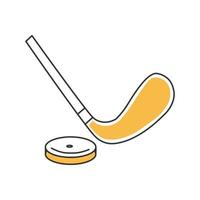 elegante icono de hockey de línea delgada sobre fondo blanco - vector