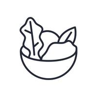 Stylish thin line icon of a plate of salad on a white background - Vector