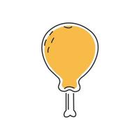 Stylish thin line icon of fried chicken leg on a white background - Vector