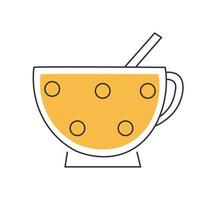 Elegante icono de taza de té de línea delgada aislado en fondo blanco - vector