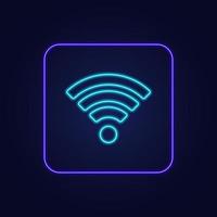 hermoso y elegante icono de wi-fi de neón colorido - vector