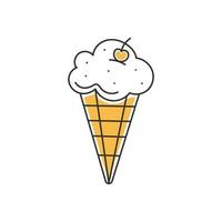 Elegante icono de helado de línea delgada aislado en fondo blanco - vector