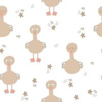 cute goose seamless pattern hand drawn. , minimalism. wrapping paper, textiles, background, wallpaper. children clipart, animals, birds. vector