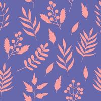 flowers and leaves seamless pattern hand drawn. , minimalism, scandinavian, monochrome, trendy colors 2022. simple abstract plants. wallpaper, wrapping paper, textiles, background. vector