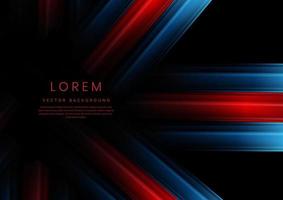 Abstract red and blue gradient geometric diagonal overlapping on black background with copy space for text. vector