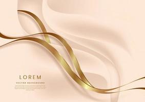 Abstract golden ribbon curve line luxury on light flesh background with copy space for text. vector