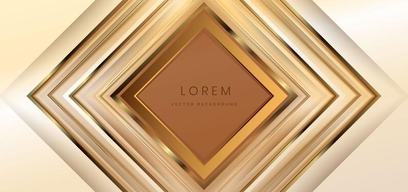 Abstract 3d triangle golden line luxury background on soft brown color with lines golden glowing. Frame background.
