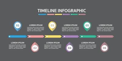 Business design tag label template Timeline business planing process with six step. vector