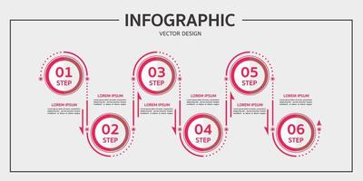 Business design tag label template Timeline business planing process with six step. vector