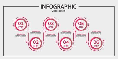 Business design tag label template Timeline business planing process with six step. vector