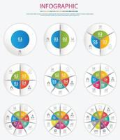 Vector infographic circle set. Business concept with 2,3,4,5,6,7,8,9 options, steps or processes .