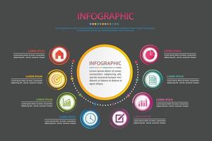 vector de diseño de infografías de línea de tiempo e iconos de marketing. concepto de negocio con 8 opciones, pasos o procesos.