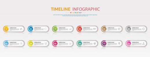 Timeline for 12 months, Infographic template for business. vector