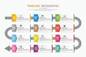 Timeline for 12 months, Infographic template for business. vector