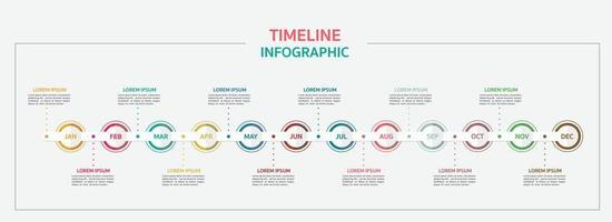 Timeline for 12 months, Infographic template for business. vector