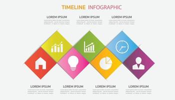 Horizontal timeline template with 7 day,Timeline infographic.Weekly timeline infographic. vector