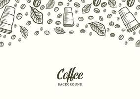 Hand drawn background with coffee beans vector