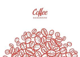 Hand drawn background with coffee beans vector