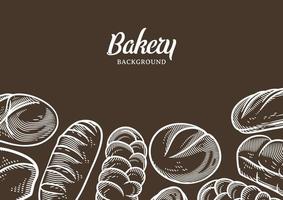 Vintage bakery background with sketched bread vector illustration