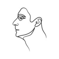 Continuous line art drawing of man face. Hand drawn minimalist style vector