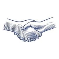 Hand drawn line art hand shake vector illustration. Business agreement vector