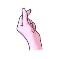 mano con los dedos en forma de corazón. signo de amor coreano