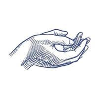 ilustración de dibujo de arte de línea de manos orando. dibujo de manos rezando vector