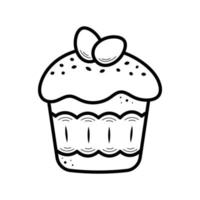 Easter cake. Hand drawn simple icon in sketch style. Isolated vector illustration in doodle line style.