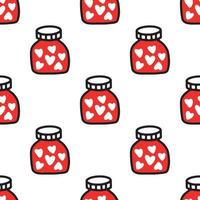 Seamless pattern of Jars with heart. Pattern for Valentines day vector