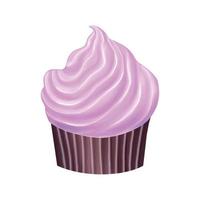 Cupcake with pink cream. Vector illustration