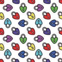 Seamless pattern with multicolored heart-shaped locks. Vector illustration