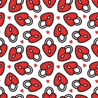 Seamless pattern with red locks and hearts. Vector illustration