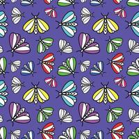 Colorful neon pattern with multicolored Moths vector