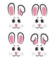 Set of Easter bunnies faces. Easter Bunnies vector