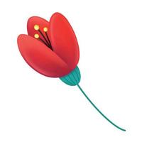 Simple tulip with red petals. Vector illustration